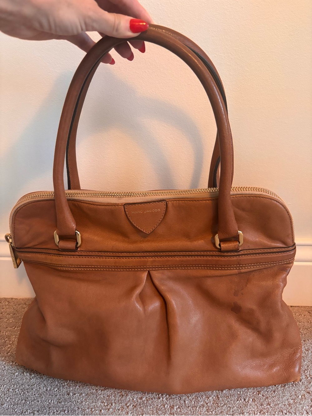 Marc Jacobs Brown Leather Shoulder Bag with Gold Hardware
